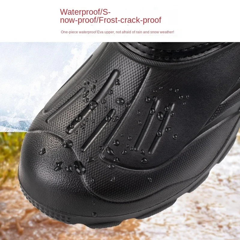 Men\'s Boots Fashion Medium Tube Snow Boots Outdoor Waterproof Fishing Cotton Boot Plush Warm Winter Boots for Men Botas Hombre