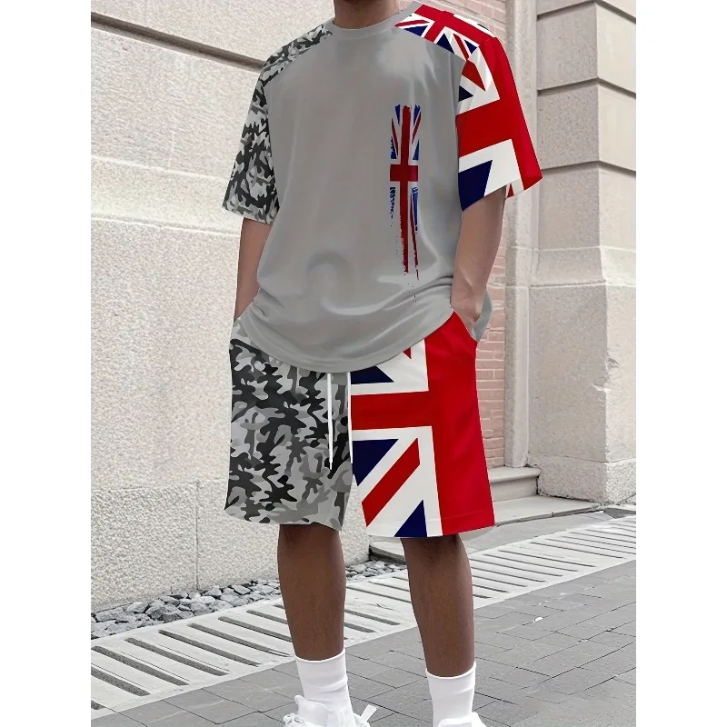 2025 Graphic 3D Printed Casual Sports Set Breathable Polyester Fabric Round Neck Short Sleeve T-shirt Shorts Two Piece Set