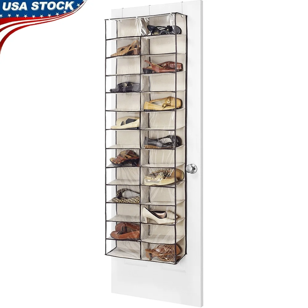 

26 Section Over Door Shoe Storage Organizer 13 Tier Heavy Duty Polycotton Shelves Fits Most Doors Durable Hooks Space Saving
