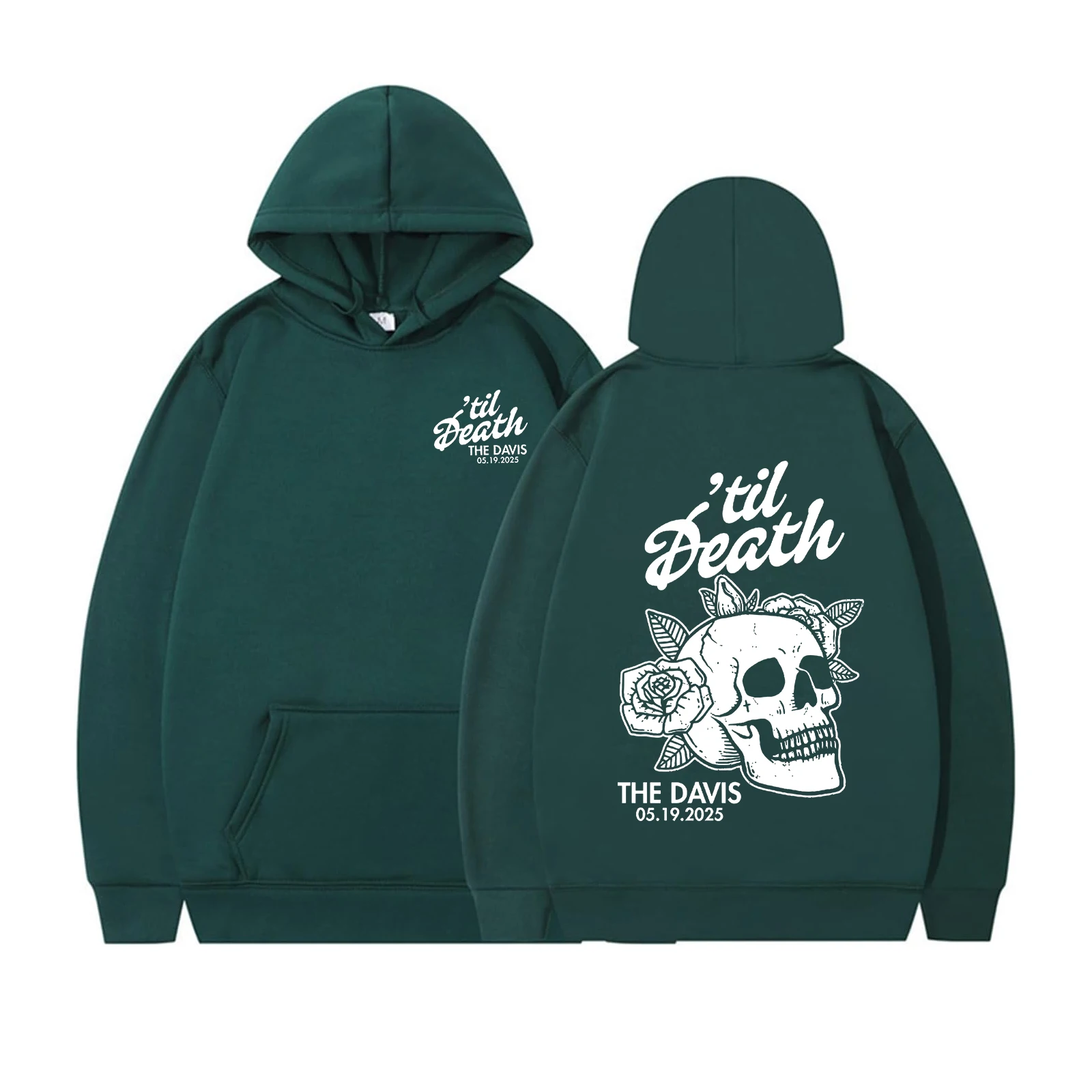 Até a morte esqueleto noiva moletom com capuz data de casamento recém-casado camisa até a morte casado casal despedida de solteira roupas de dia de casamento