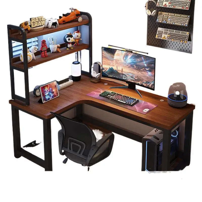 

Corner gaming table Computer desk Double desktop Home corner desk Bookshelf Bedroom L-shaped study desk