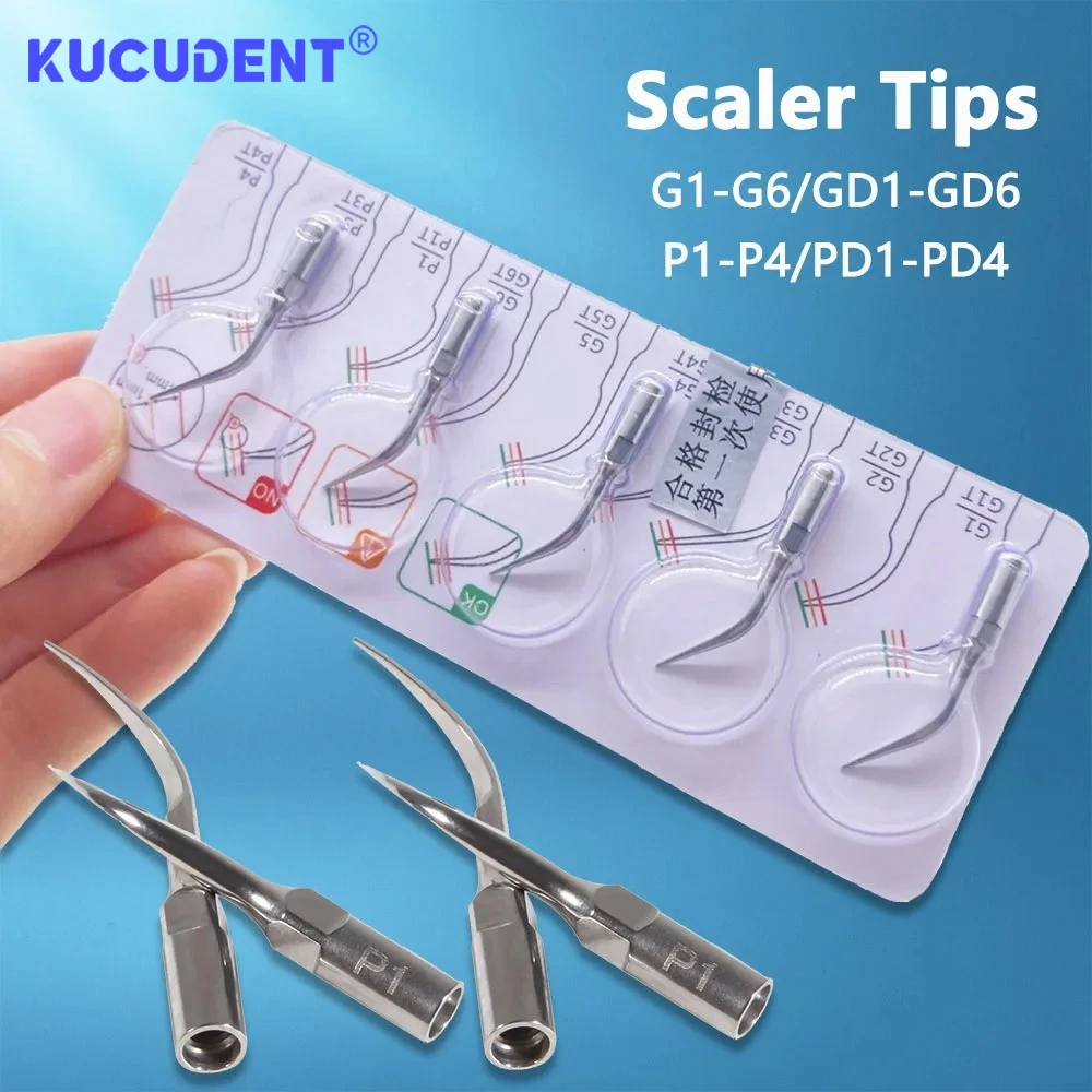 5 Pcs Periodontics Ultrasonic Scaler Tips Compatible with EMS/NSK/SATELEC/Woodpecker Dental Scaling Handpieces Tooth Cleaning