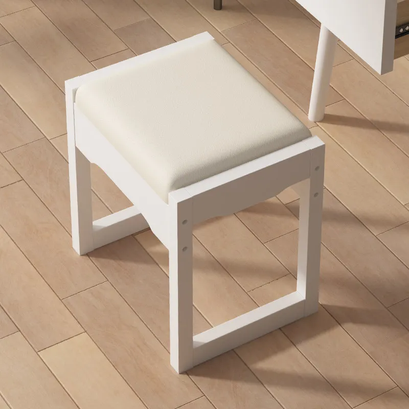 Nordic solid wood dressing stool household shoe changing stool modern simple square dining table stool soft bag girls bedroom ma
