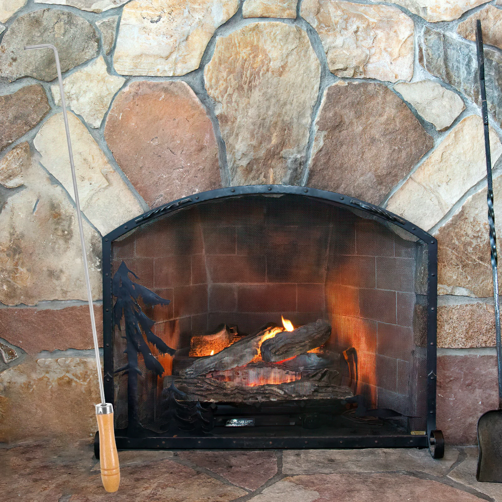 

Lengthen Fire Hook Indoor Fireplace Use Metal Household Poker Pit Tools for outside
