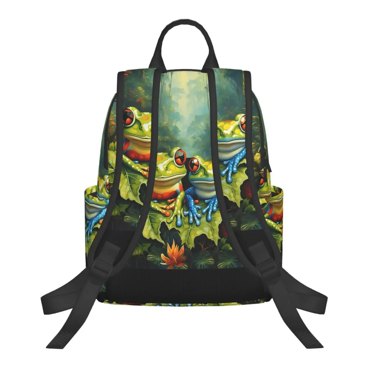 Cartoon Jungle Frogs (10) Student Backpack School Bag Hiking Travel Daypack for Boys Girls Bookbag Shoulder Bags