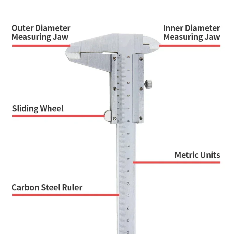 New Professional Industrial Vernier Caliper Carbon Steel Precision Measurement Four Use Metric Precision Measuring Tool