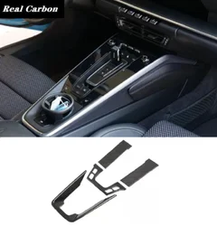 Real Carbon Fiber Interior Gear Shift Cover Door Handle Trim Mirror Cover Top Spoiler Body Kit Fit For Porsche 911 992 2019-2022