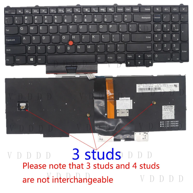 

PP For Lenovo IBM Thinkpad P50 P51 P50S P70 P70S Backlit keyboard 3 Studs
