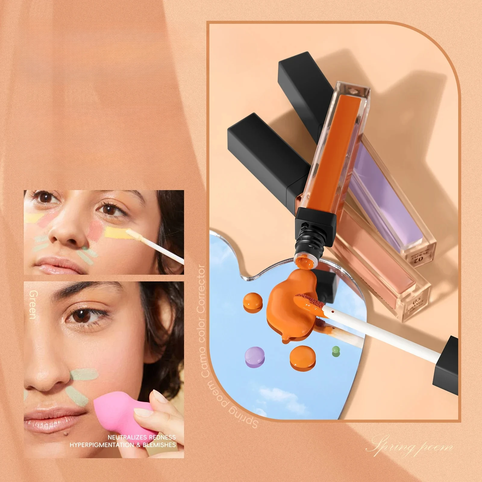 Streepvrije concealer Verbergt acnevlekken en donkere kringen onder de ogen Houdt make-up Licht en stevig contourpalet Groothandel