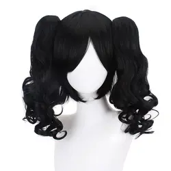 Black Curly Cosplay Wigs with Pigtails 17.7