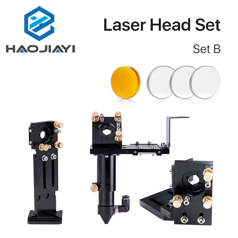 E Series: CO2 Laser Head Set + 1 Pcs Focusing Lens + 3 Pcs Si / Mo Mirrors for Engraver Cutting Machine Parts