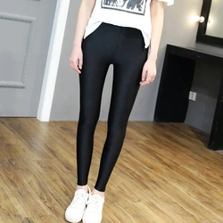 Leggings elásticos para mujer, Leggings ajustados de Color fluorescente, brillantes, negros, para Fitness, S-5XL, 2023