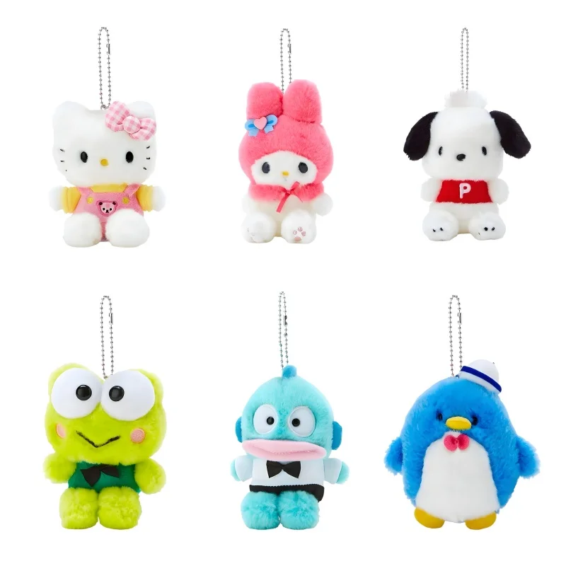 Sanrio Retro Melody HelloKittyPlush Pendant Cute Cartoon Stuffed Keyrings Girls Bag Bakcpack Cars Plush Keychains Christmas Gift