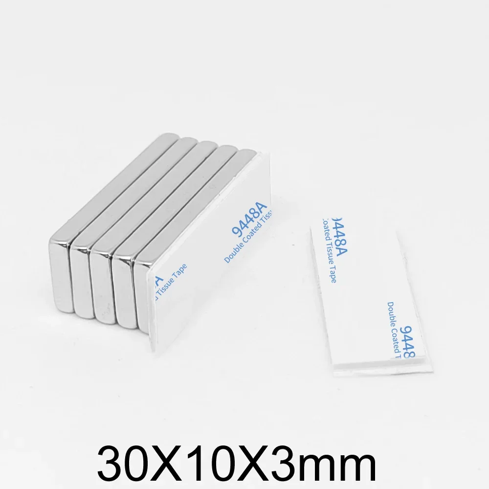 30x10x3mm Block Strong Powerful Magnet Two Side With 3M Tape 30*10*3 Sheet Permanent Neodymium Magnet 30x10x3