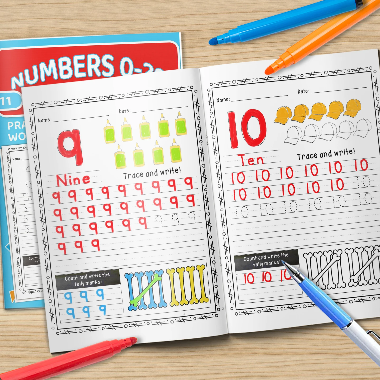 Kids' Alphabet and Number Coloring Book with Cute Cartoon Designs, Early Learning Activity Book to Boost Baby's Hand Skills