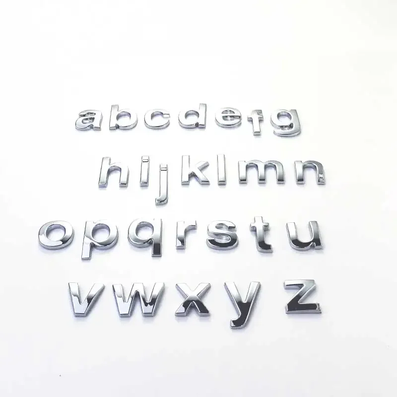 1 Pic DIY 3D Chrome Myname Lower Case Letters&Numbers Self Adhesive Motorcycle Signs Auto Logo Badge Car Parts Decoration