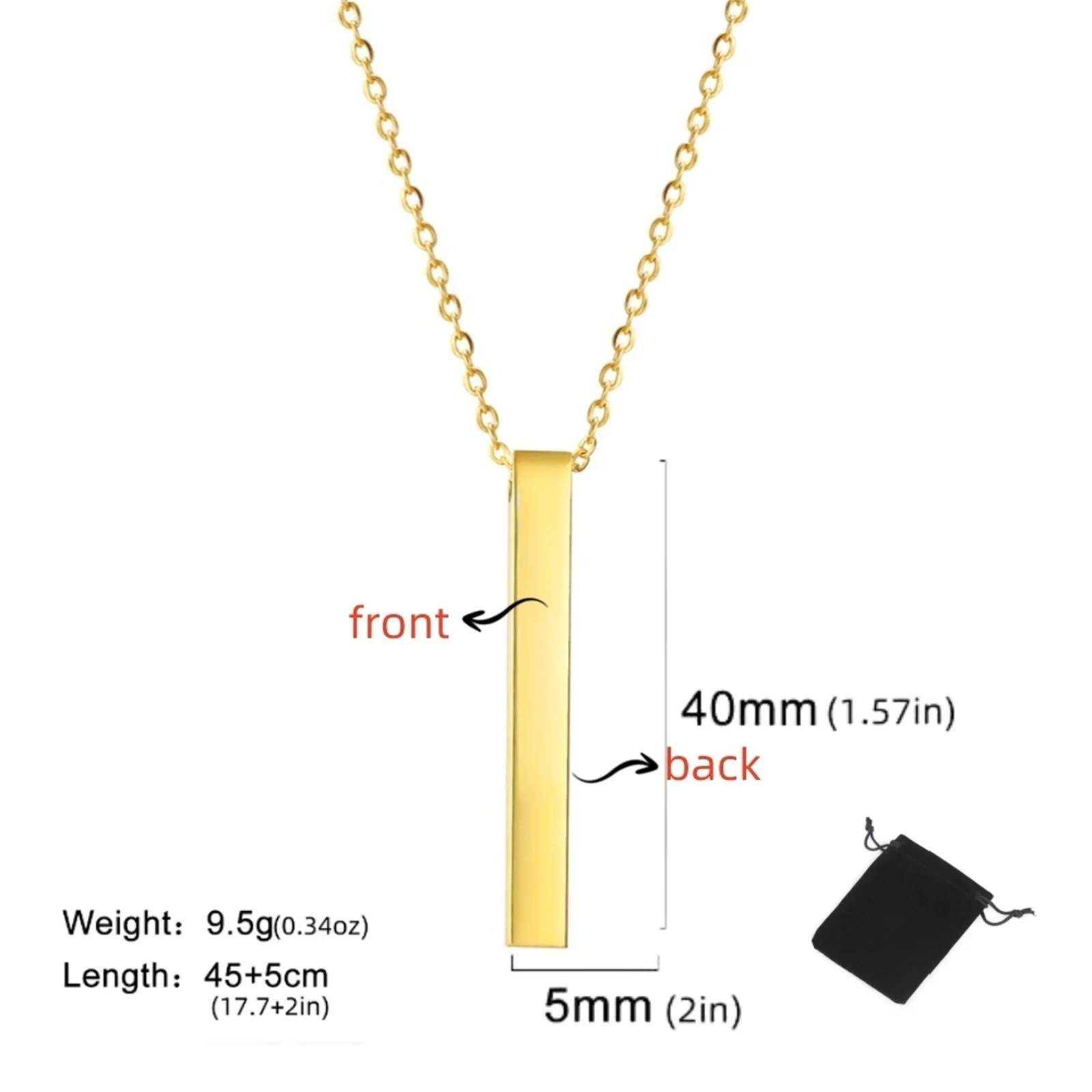 Customized Multi-Sided Engraved Necklace for Couples
