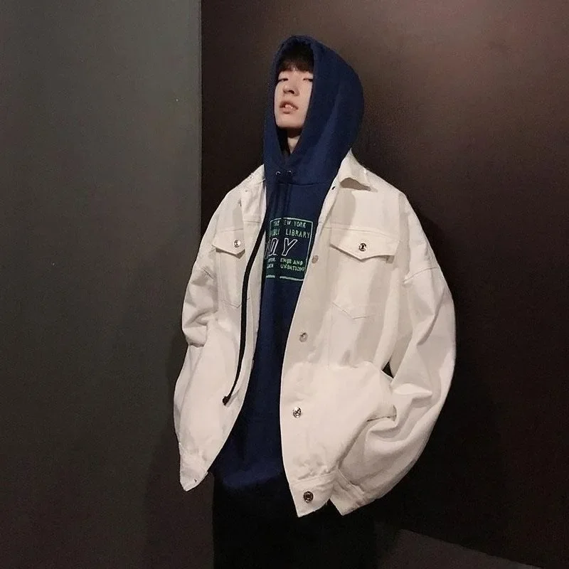 

Button Loose Denim Jackets Man Branded Washed Cowgirl Outwear Japanese Retro Cheap Price Stylish Fashion Y2k Cowboy Coat for Men