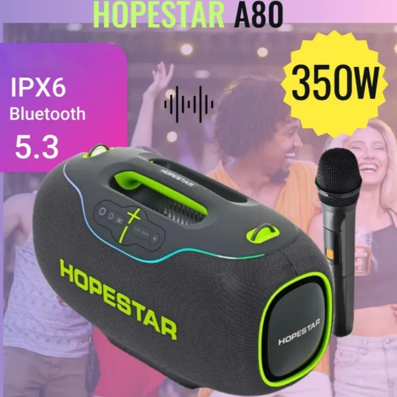 

Hopestar A80 High Quality 300W Portable Subwoofer RGB Fashion Design IPX6 Waterproof Bluetooth Speaker with Microphone Soundbox