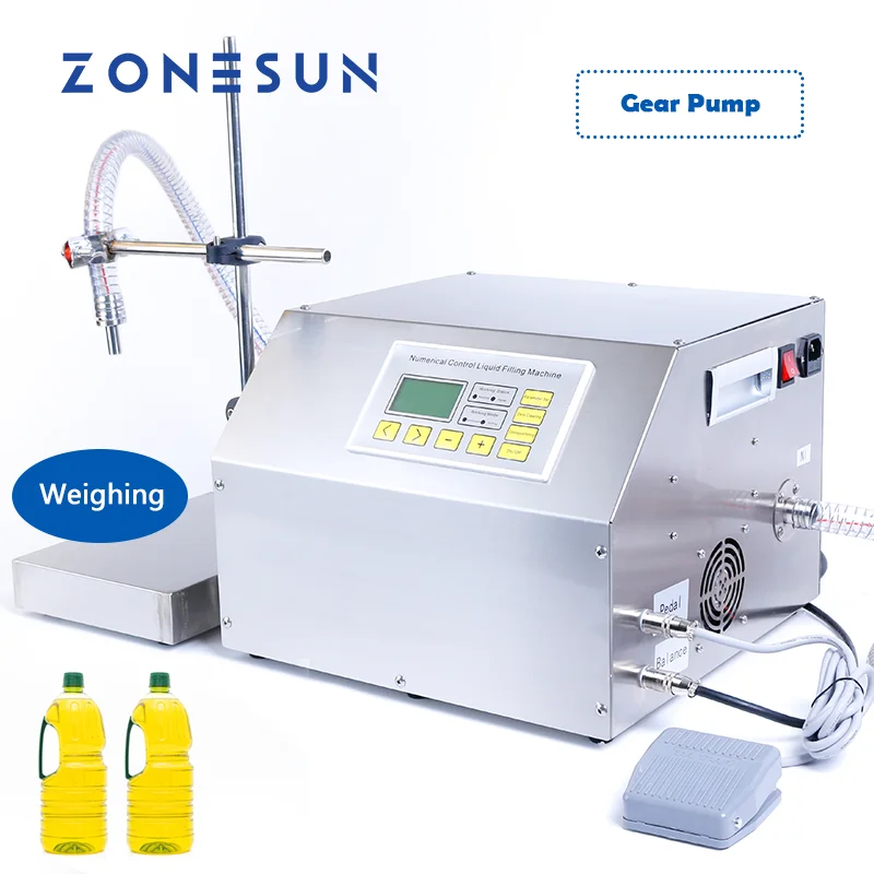 

ZONESUN Liquid Weighing Filling Machine ZS-GP261W Semi-Automatic Edible Sesame Peanut Oil Filler Palm Oil Glass PET Bottle