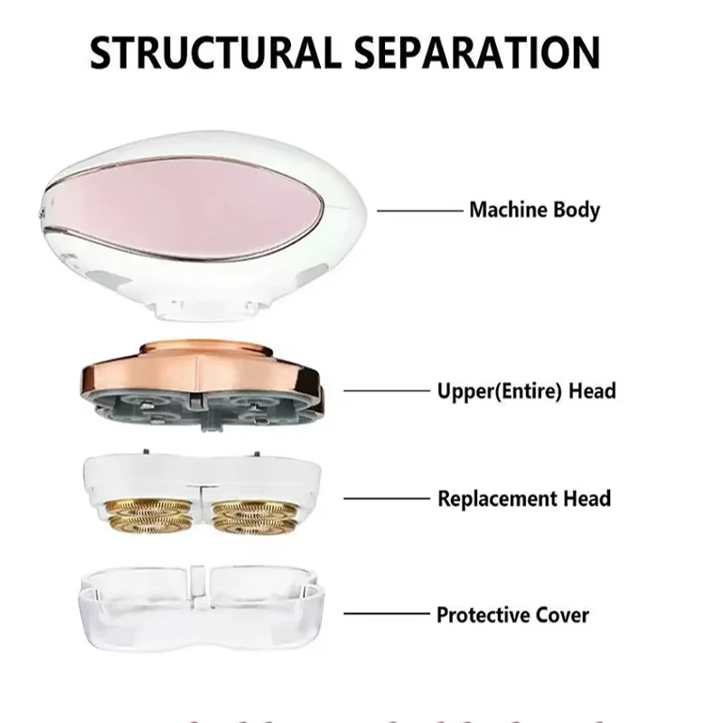 Compact Electric USB Hair Removal Epilator Painless Four-Head Shaver for Women's Thighs Whole Body Household Use view 4