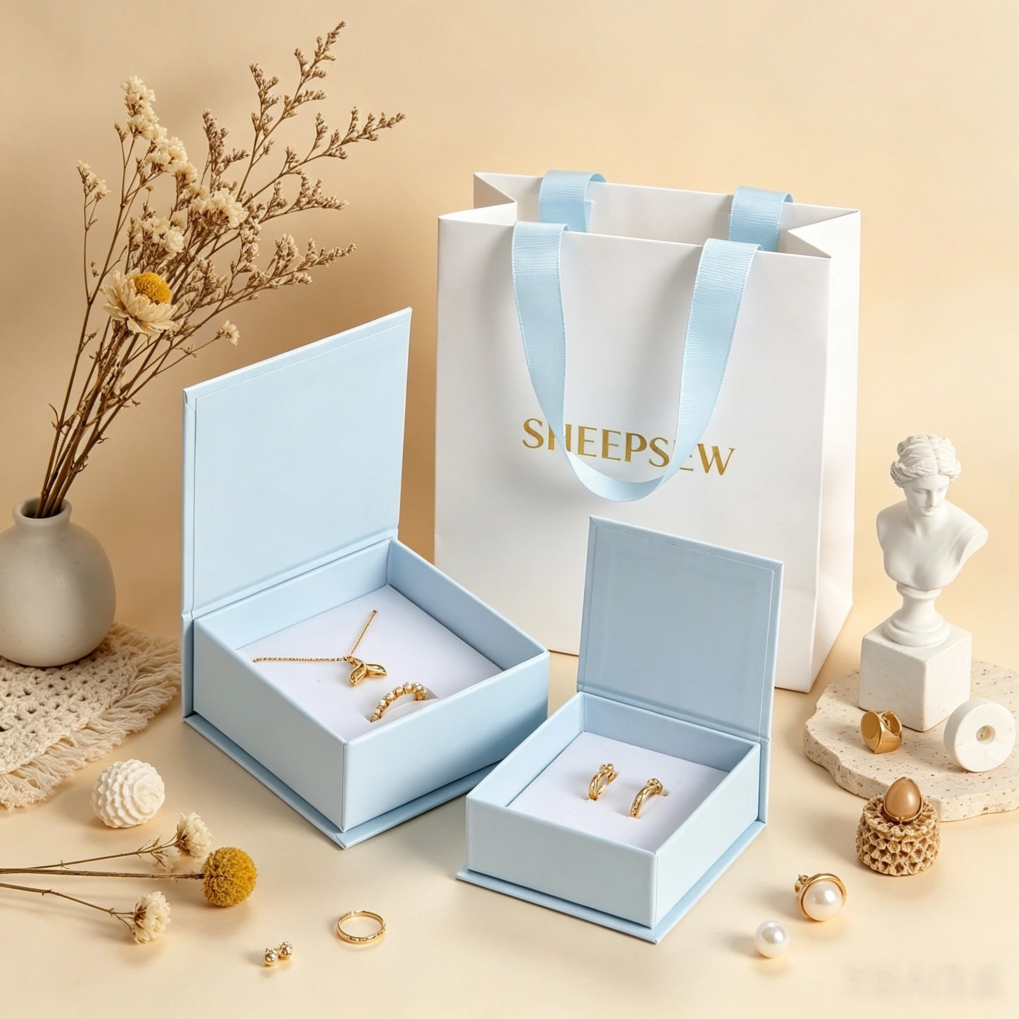 

SheepSew Custom Printed Magnetic Jewelry Box Earring Necklace Packing