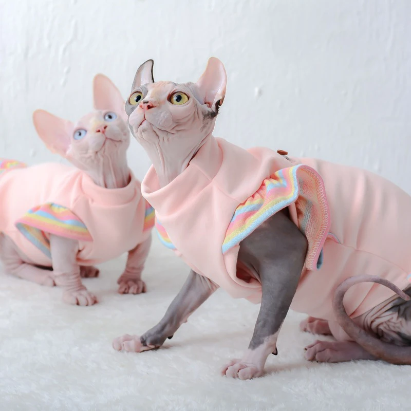 Cat Dog Clothes Rainbow Cotton Kitten Hoodies Laciness Sphynx Costumes Winter Warm Small Medium Dogs Cats Coat Jacket Clothing