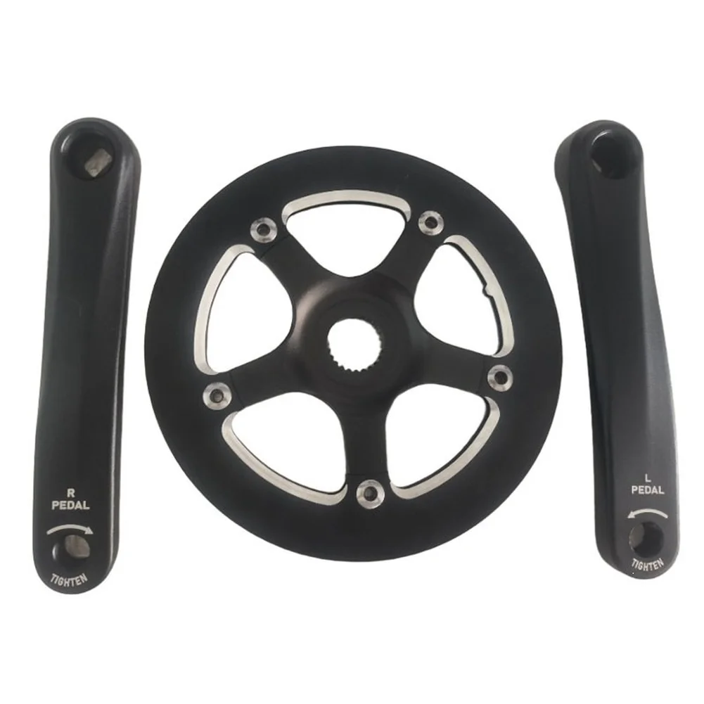 for forged Crankset for E-Bike 130BCD Standard with 24 Tooth Inner Chainring for Single Speed 7-Speed 8-Speed 9-Speed