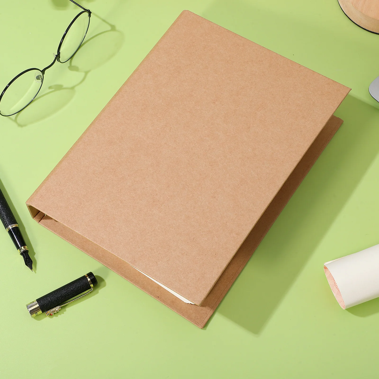 

A5 Kraft Paper Binder Cover Reusable Notebook Shell 6-Ring Protective Organizer Notebook Binder Cover Notepad Case