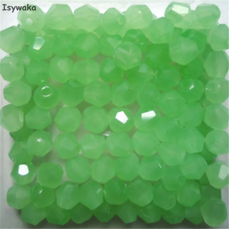 Isywaka Non-hyaline Green Color 100pcs 4mm Bicone Austria Crystal Beads charm Glass Beads Loose Spacer Bead for Jewelry Making