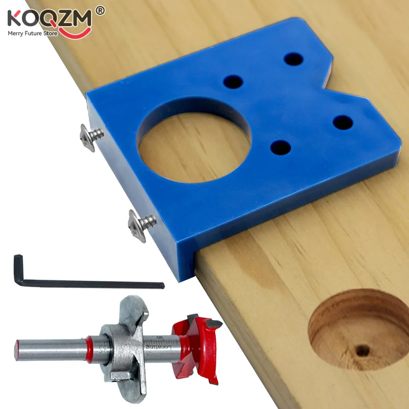 

Hinge Jig High Precision 35mm Hinge Drilling Guide Woodworking Hinge Hole Punching Locator with Hex wrench and Adjustable Bit