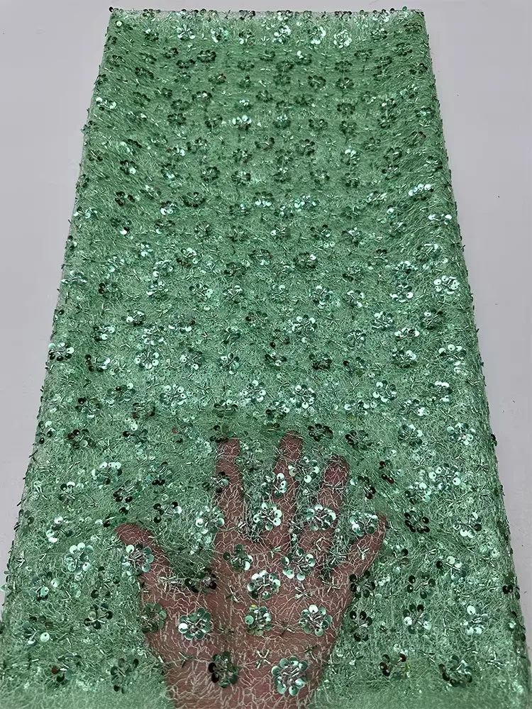 

Ткань из мягкой сетки длиной 1 ярд с вышивкой жемчугом и пайетками, новая, для свадебных платьев, ципао и пошива одежды