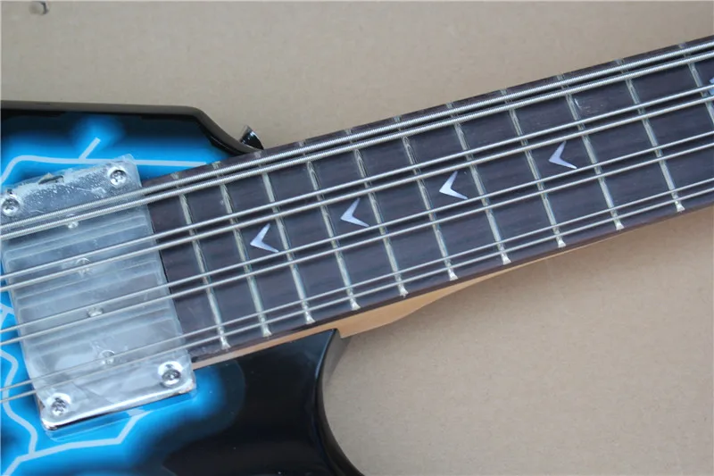 High-end custom 8-string electric bass, lightning decal design, double iron shell pickup, free shipping