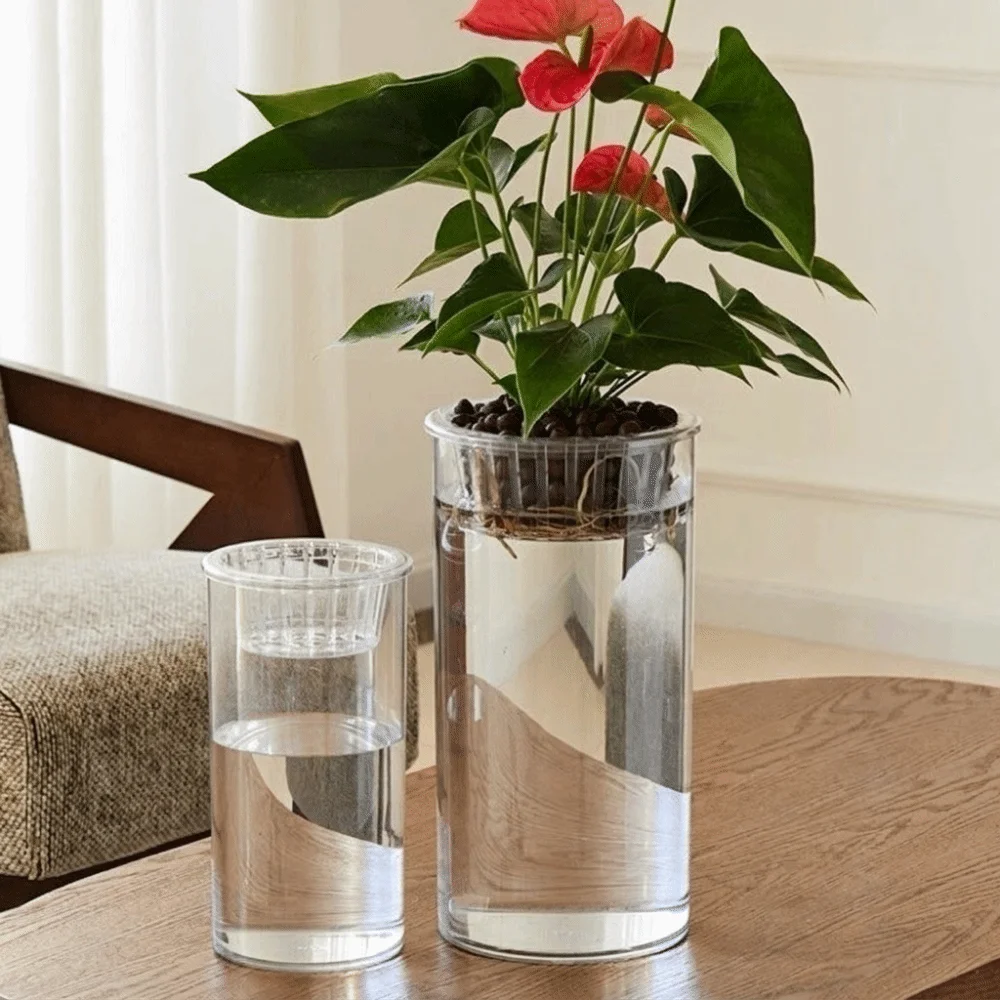 Clear Hydroponic Vase High Transparent Imitation Glass Mini Fish Tank Cylindrical Decorative Plant Pot Home Garden Decoration