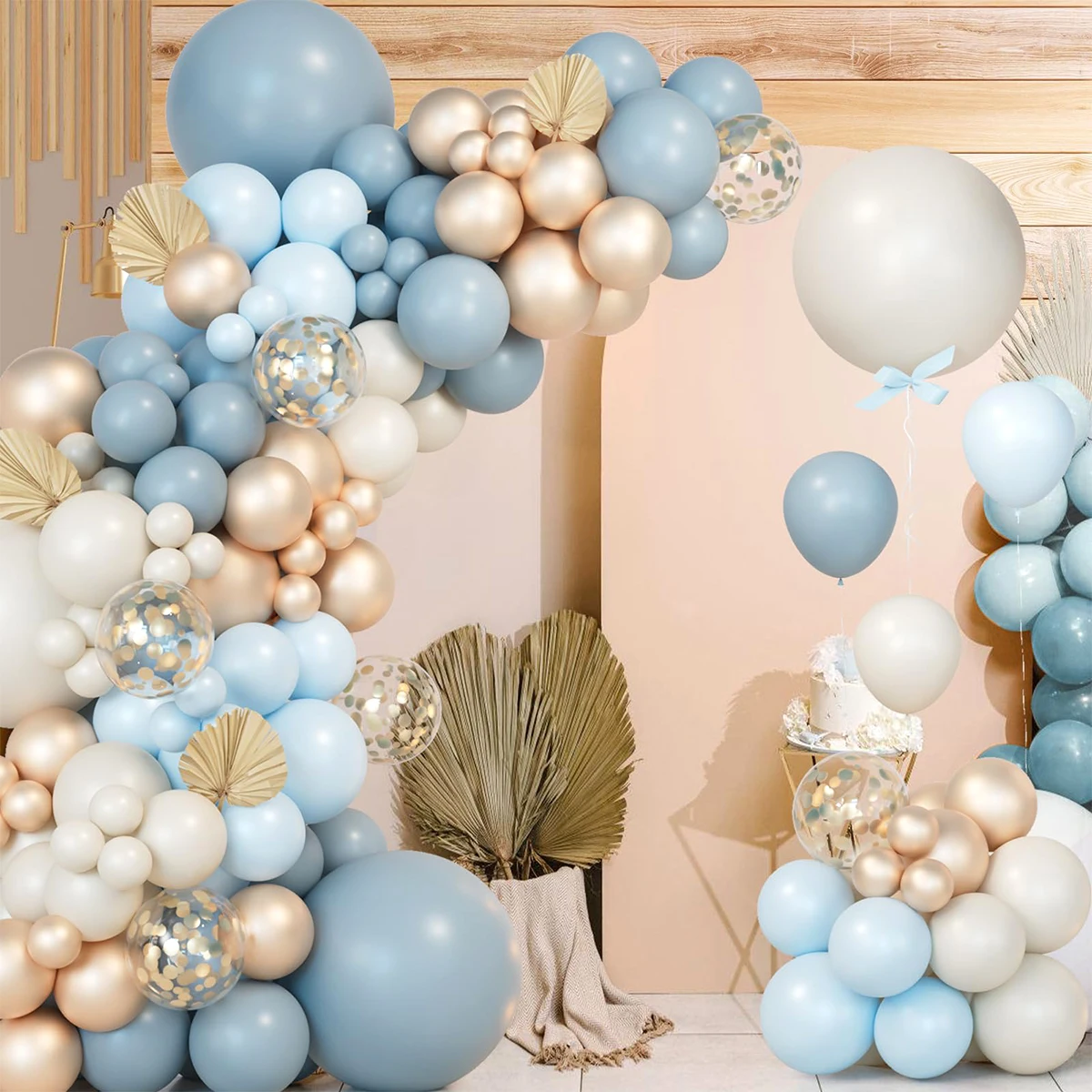 Balon Macarone biru lengkungan karangan bunga Kit pesta ulang tahun dekorasi lateks Foil balon pesta ulang tahun pernikahan pesta Baby Shower balon anak-anak