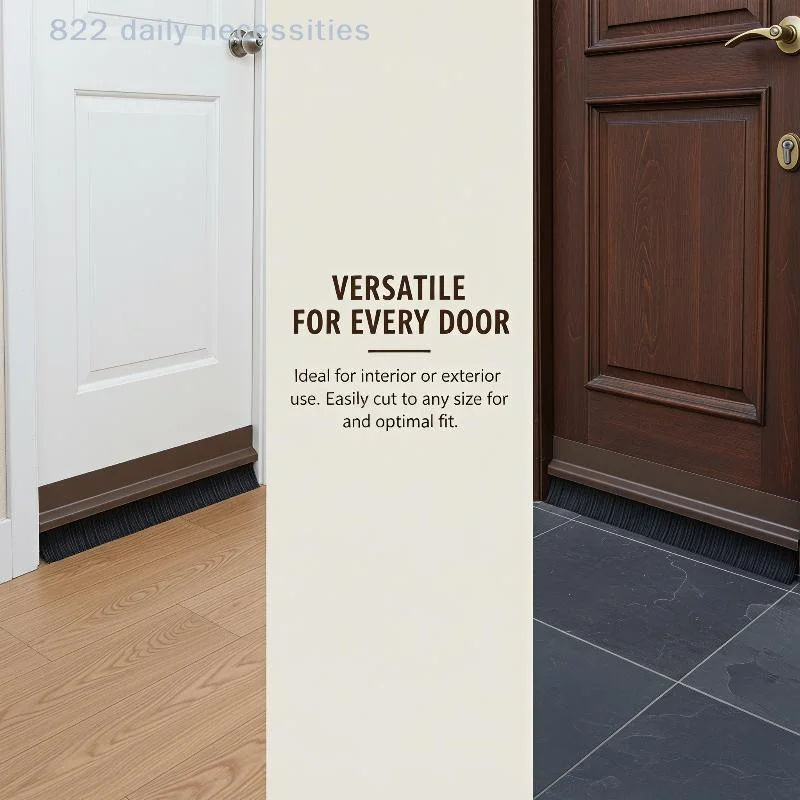 Door Bottom Seal Brush Weather Resistant PVC Sealing Strip Anti Insect Dust Proof for Outdoor Exterior Door All Season Use
