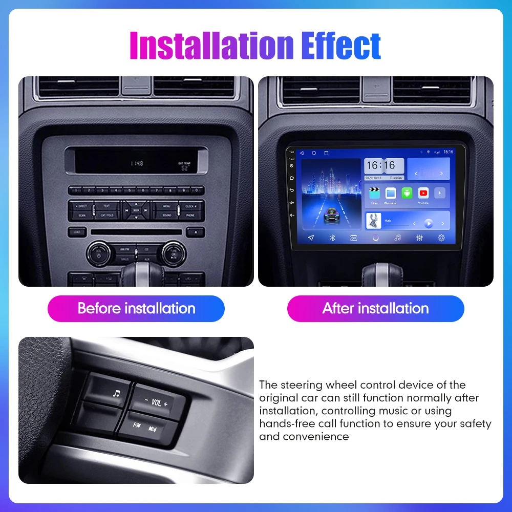 10.33 Inch Car Radio For Ford Mustang 2010-2014 2Din Android Octa Core Car Stereo DVD GPS Navigation Player QLED Screen Carplay