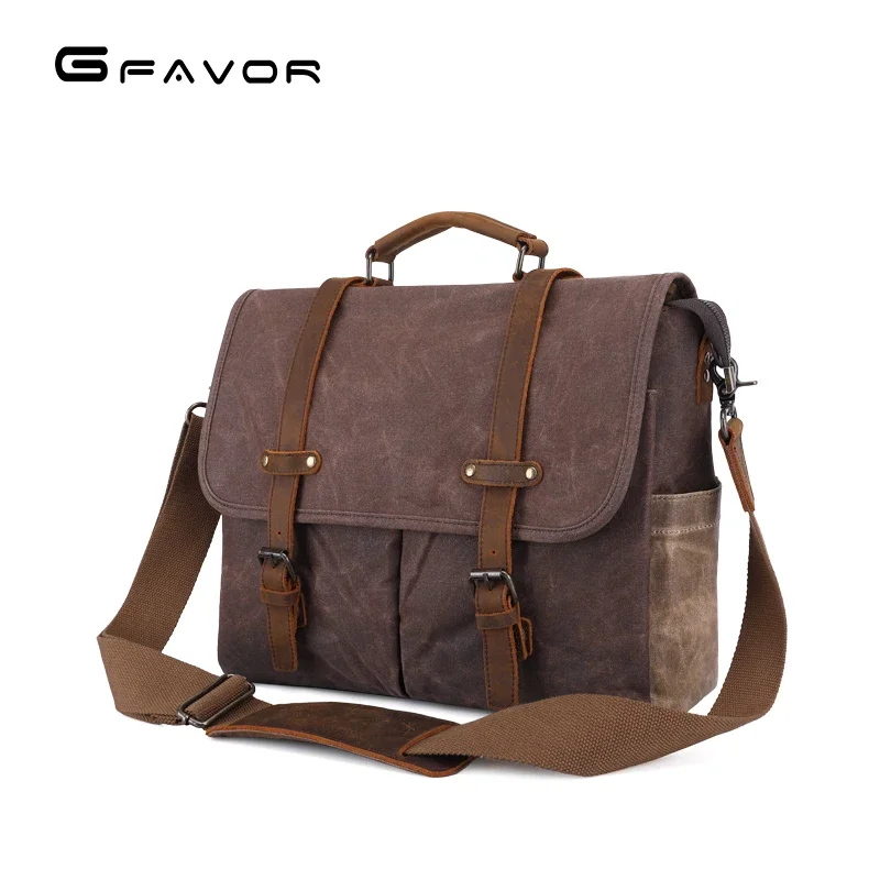 

Vintage Men Messenger Bags Waterproof Canvas Shoulder Bag Man Business Crossbody Bag Male Travel 14 Inch Laptop Handbag
