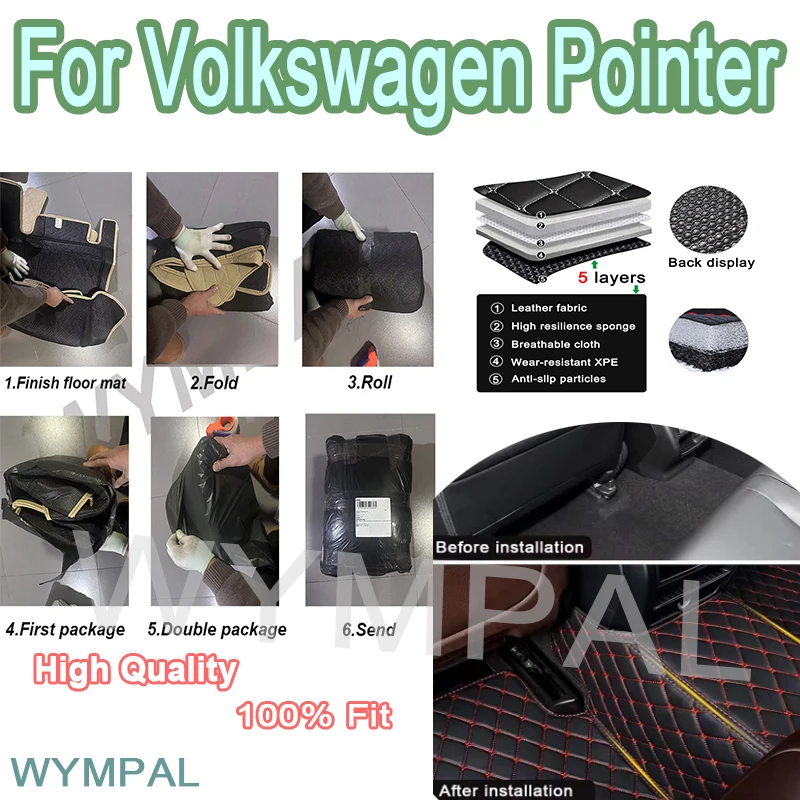 Alfombrilla de cuero personalizada de lujo para coche Volkswagen Pointer 2004 2005 2006, protege los accesorios interiores del vehículo Artificial
