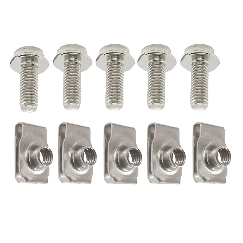 10pcs (5sets) Stainless Steel Car Body Bolts U-nut Clips M6 M5 M4 M8 Fender Retainer Fastener Leaf Spring Nuts