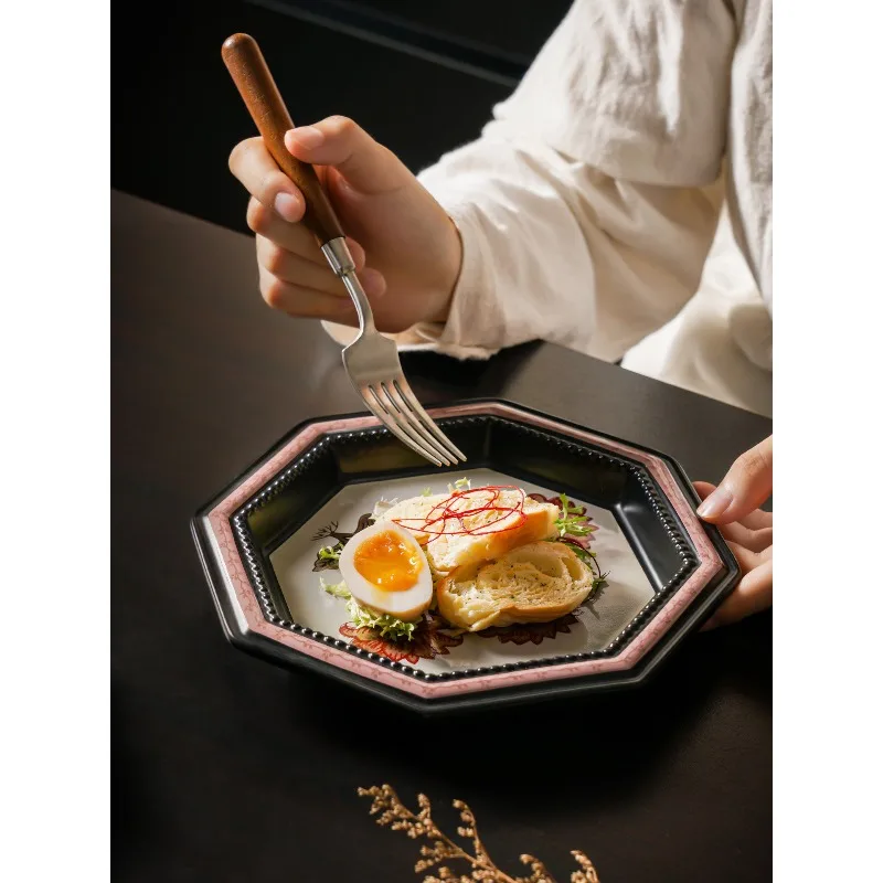 1pc Vintage Ceramic Afternoon Tea Plate Steak and Fruit Plate High-end Feel A Gift To Accompany Hands