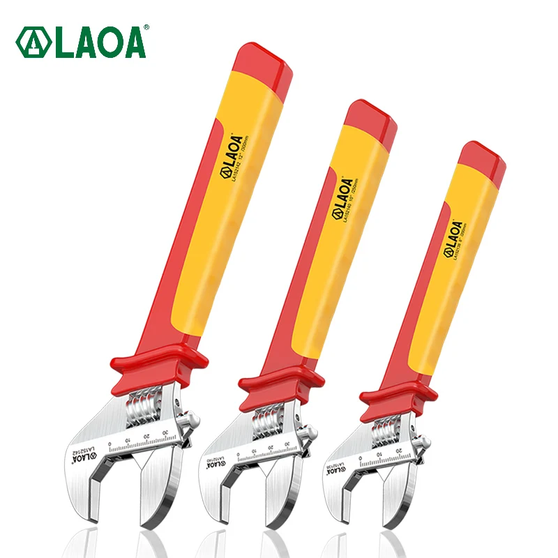 

LAOA 1000V Insulated Adjustable Wrench Universal Spanner Electrician Maintenance Handle Cover Hand Repair Tools VDE