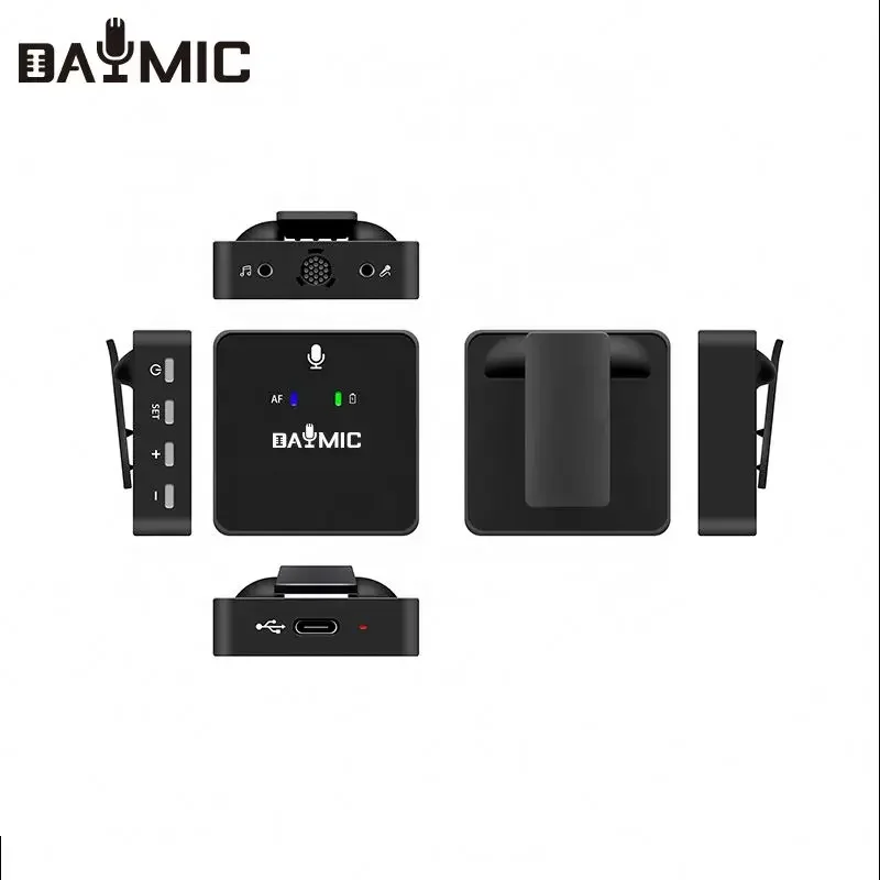 Professional interview Camera Wireless Lavalier Microphone one to two Wireless live Microphone UHF Type C USB charging design