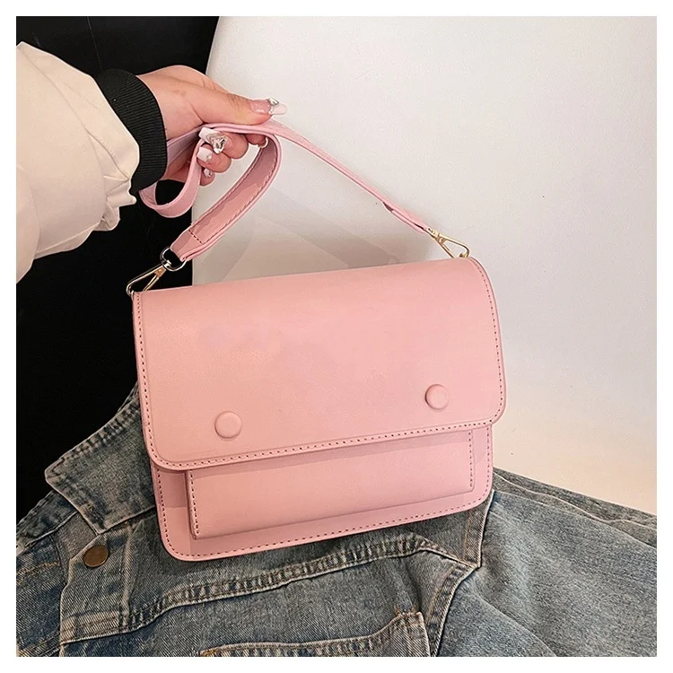 2024 New Women\'s Bag Solid Color Shoulder Bag Simple Crossbody Bag Fashion Texture Small Square Bag