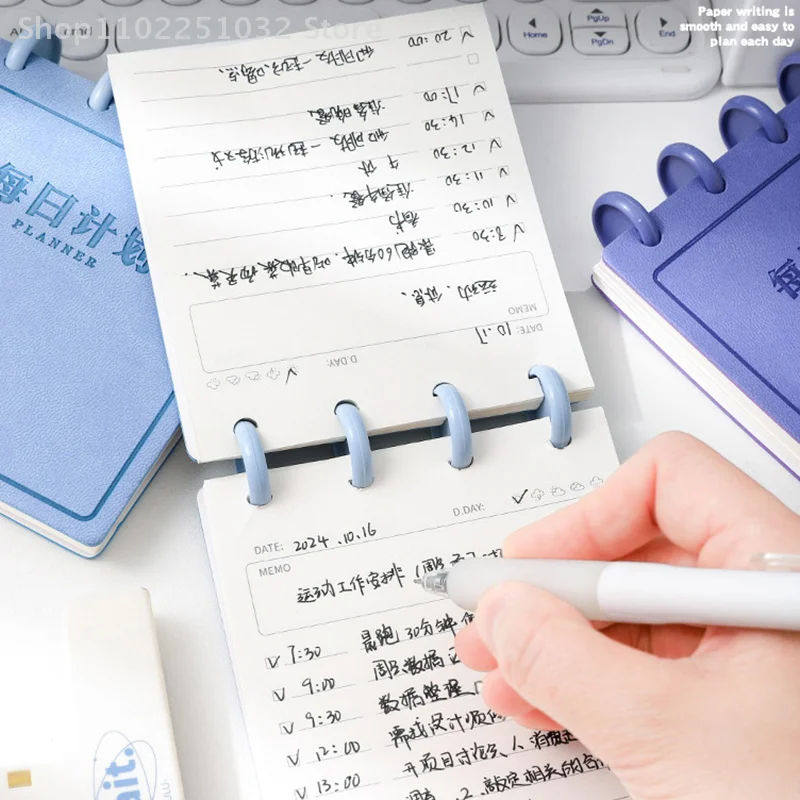To Do List Self-discipline Notepad Portable Square Daily Planner Mini Mushroom-hole Loose-leaf Notebook Office School Supplies
