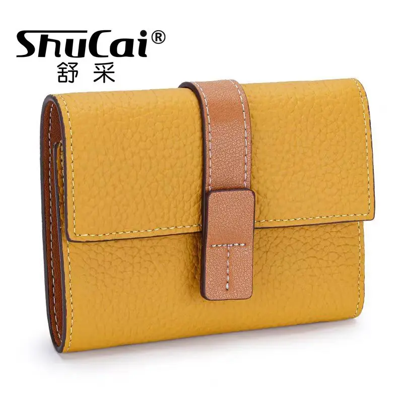 Genuine Grade Leather Short Wallet Women Purses Fashion Coin Purse Card Holder Wallets Female Cowhide Wallet Clutch Bag 2026 New
