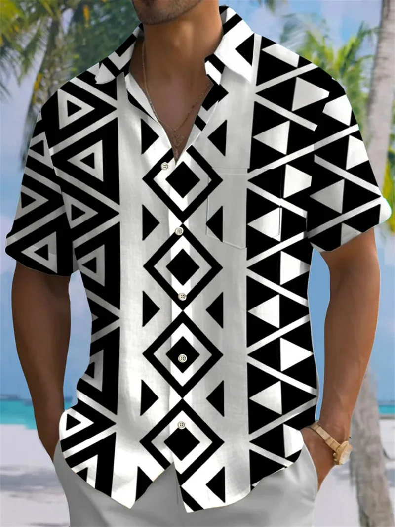 

2025 new men's short sleeved shirt skull face 3D printed short sleeved retro loose oversized men's holiday clothing