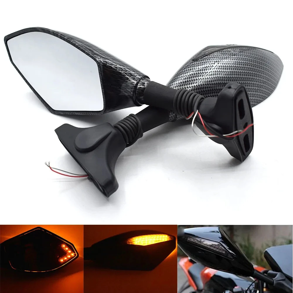 Universal Motorcycle Rearview Mirror with/LED Turn Signal For Suzuki GSX-R125 GSX-R600 GSX-R750 GSX-R1000 GSX250R GSX650F SV650S