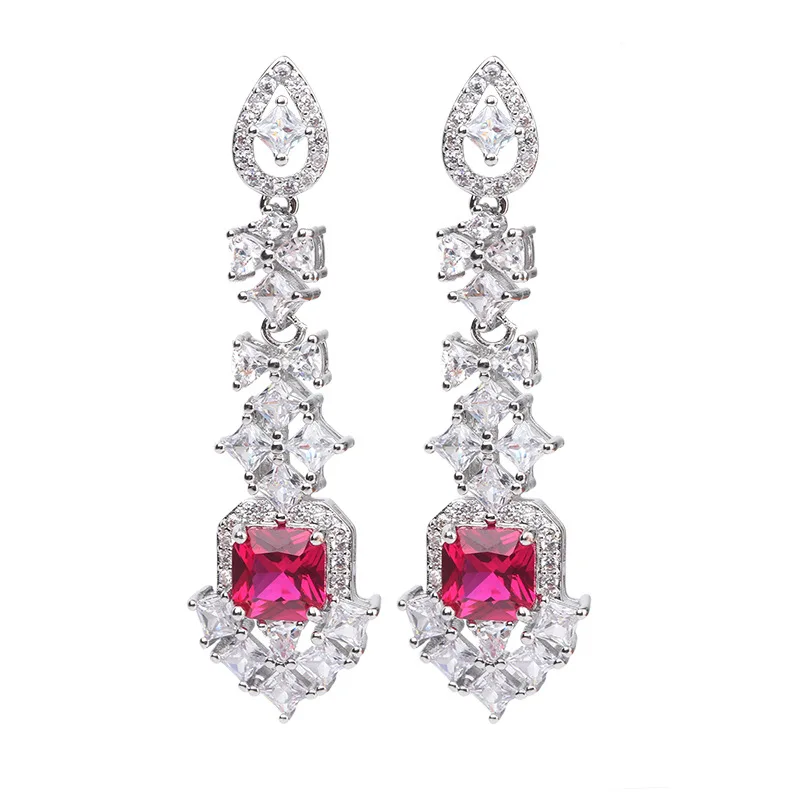 New Earrings Jewelry Accessories Colorful Gemstone Earrings High-end Luxury Studs Sapphire Drop Earrings Wholesale