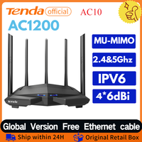 Tenda Official AC10 Router Gigabit Version 2.4/5GHz WiFi 1167Mbps WiFi Repeater 128MB DDR3 High Gain 4 Antennas Network Extender